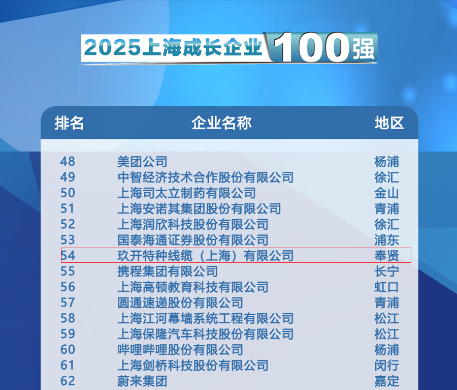 聚焦2025上海百强颁布会：asiagame特种线缆登榜成长企业100强